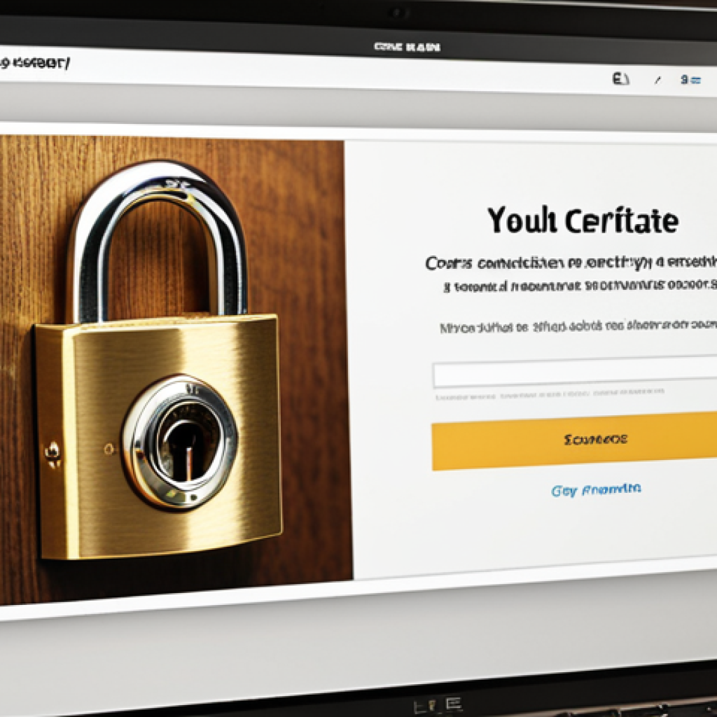 **Website Security:** An image showcasing a secure website with an SSL certificate, symbolized by a padlock icon. Emphasis on data encryption and protection from hackers.