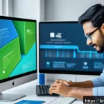 Home 20 웹 생태계에서의 데이터 흐름 - A detailed digital data flow visualization showing Bengali users interacting with various online pla...