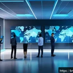 Home 19 웹 생태계의 인프라 발전 방안 - A vibrant digital illustration showcasing a modern web infrastructure integrating cloud computing an...
