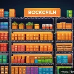 Home 23 블록체인과 웹 생태계의 융합 - A highly detailed digital illustration of a blockchain-based supply chain management system, featuri...